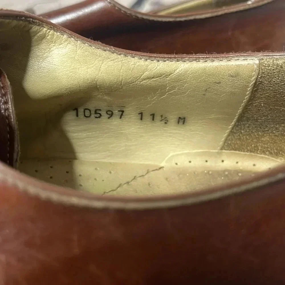 Belvedere Florence Sz 11.5 M Leather Oxford Ostrich Cap Toe Dress Shoe Italy - Picture 2 of 10